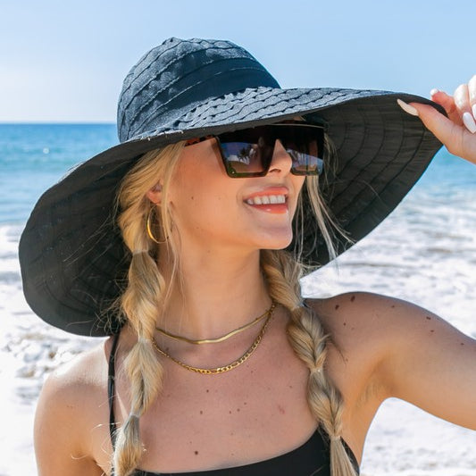 Classic Bow Accent Sunhat Extra Wide Brim